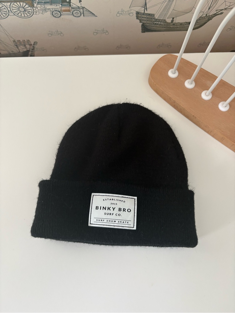 Binky Bro Kids Black Knit Beanie with Branded Patch